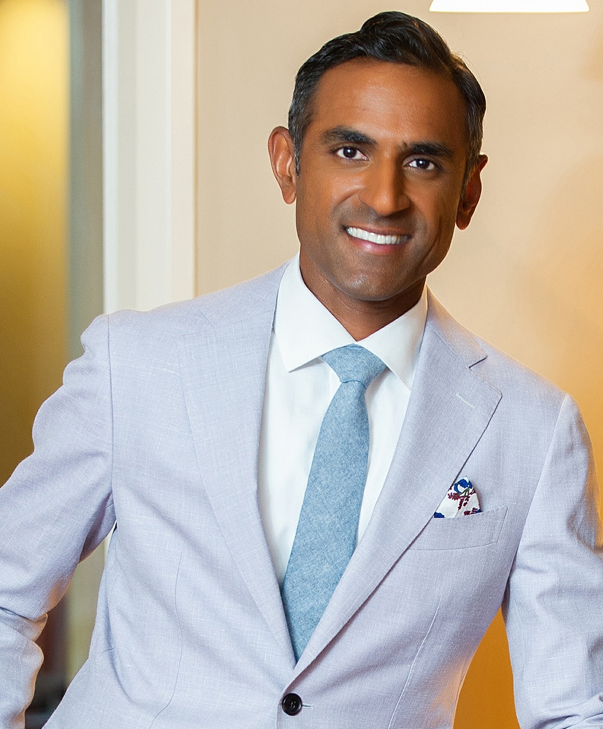 Close-up of a woman with soft makeup.