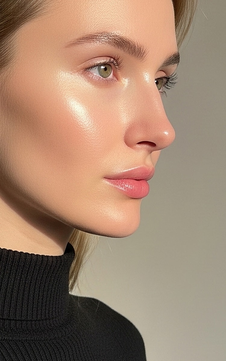 Profile of a woman with glowing skin.