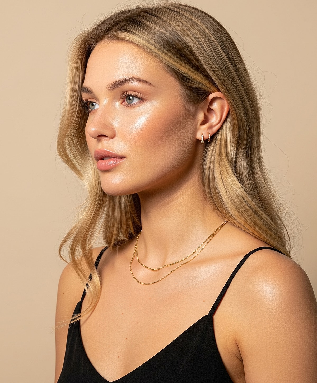 Woman in white lace lingerie near window.